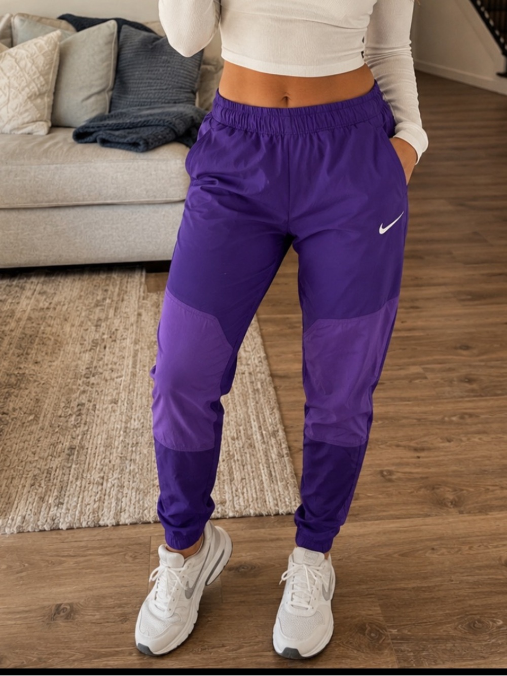 Nike Purple Women's Track Joggers with Contrast Panels